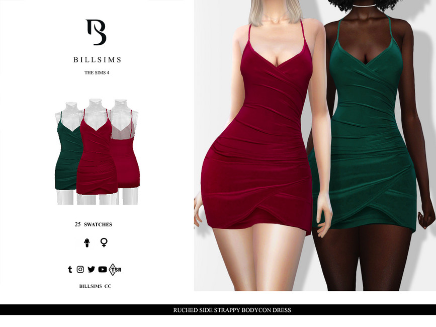 RUCHED SIDE STRAPPY BODYCON DRESS BY BILL SIMS